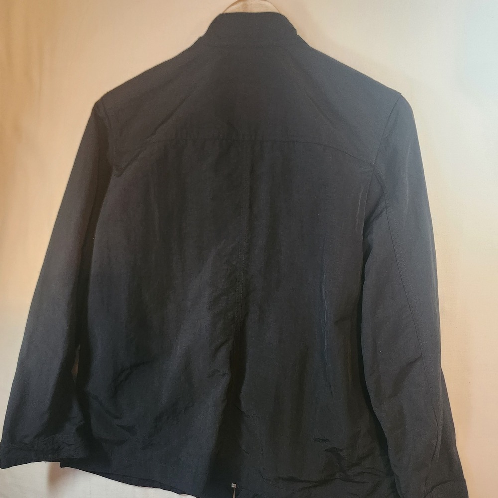 Y2k Gap Mens Harrington Bomber Jacket Black Full Zip Mock Neck Lightweight - Picture 5 of 5